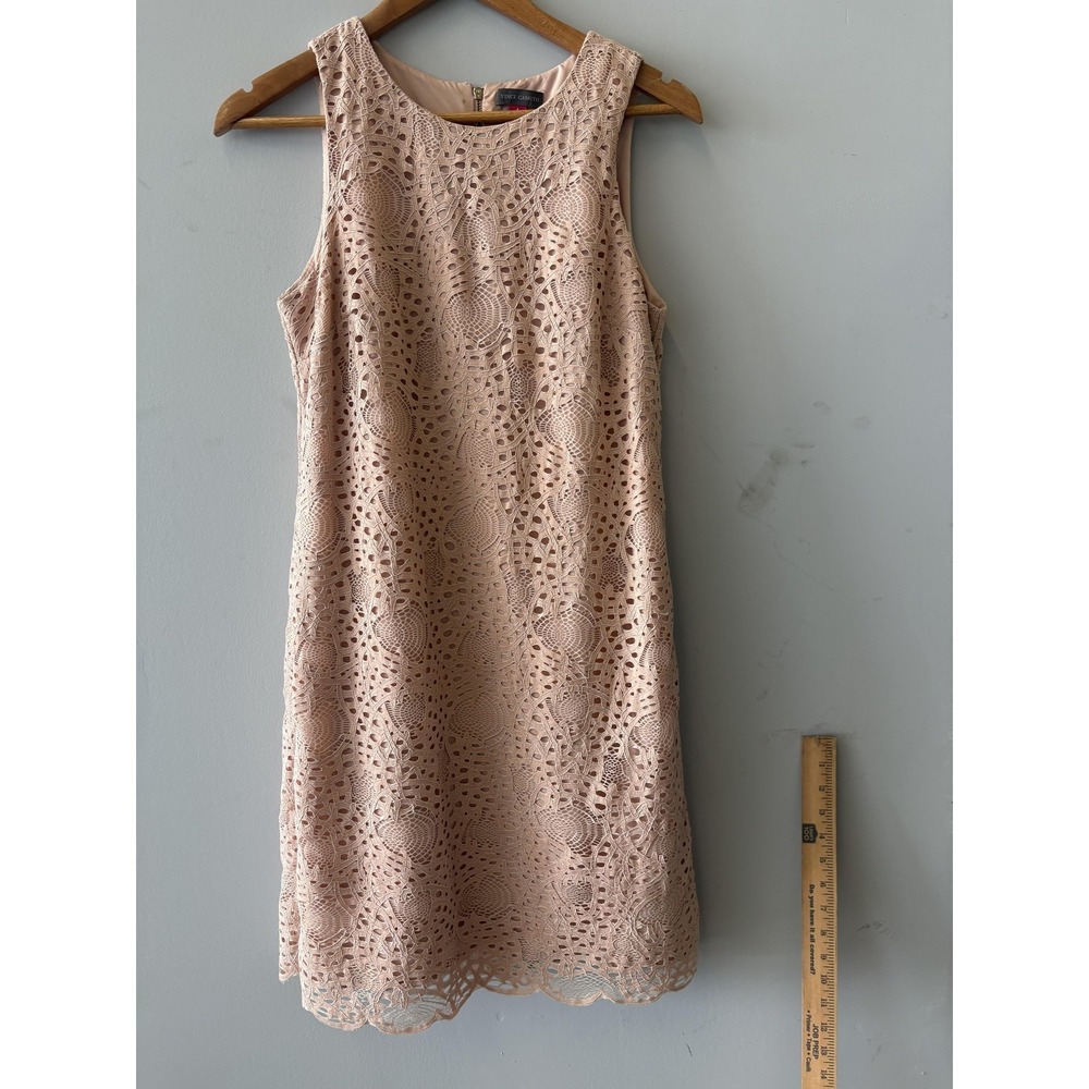 Vince Camuto Dress Womens 4 Pink Floral Lace Sleeveless Sheath Short Cocktail